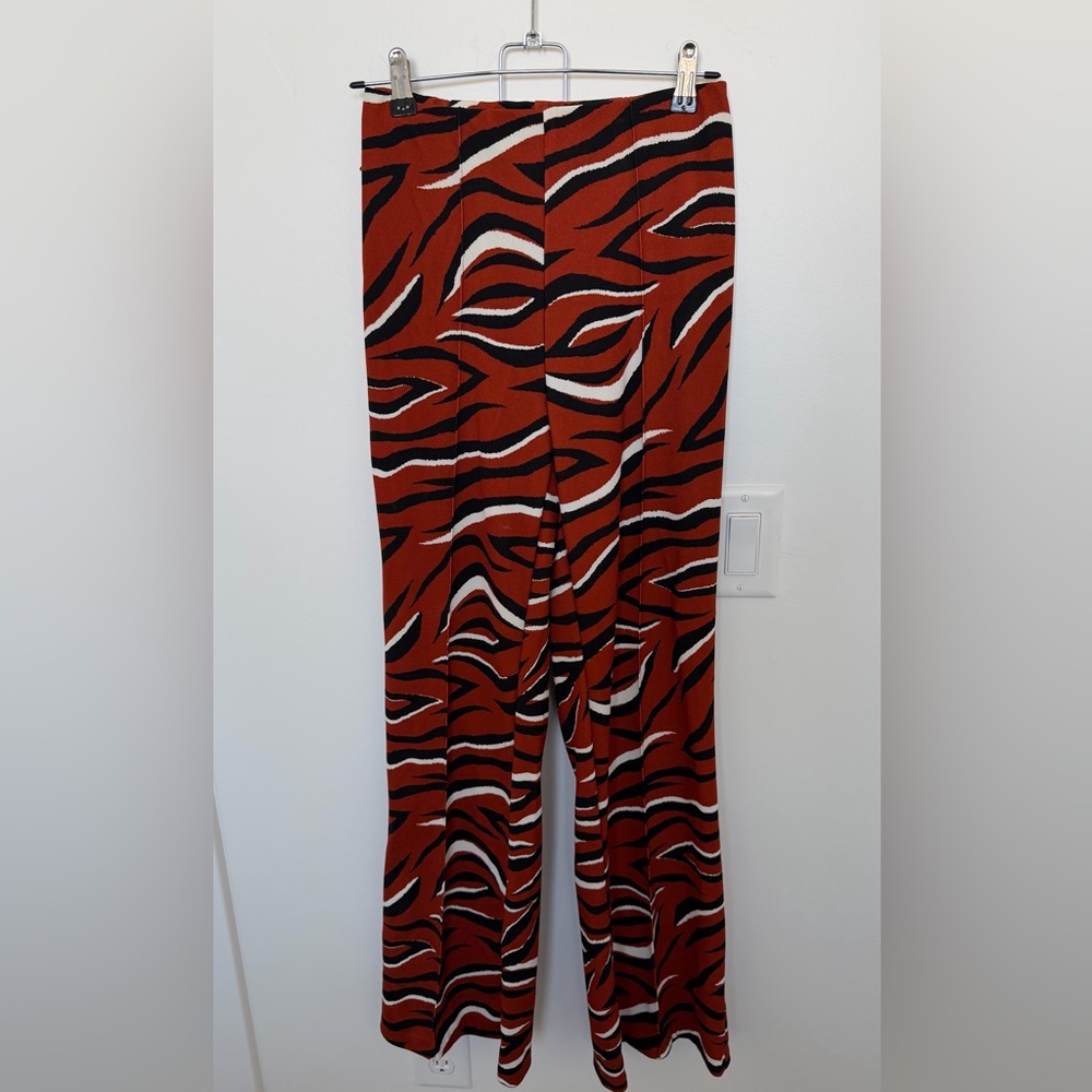 Red and Black Zebra Patterned Flare Pants